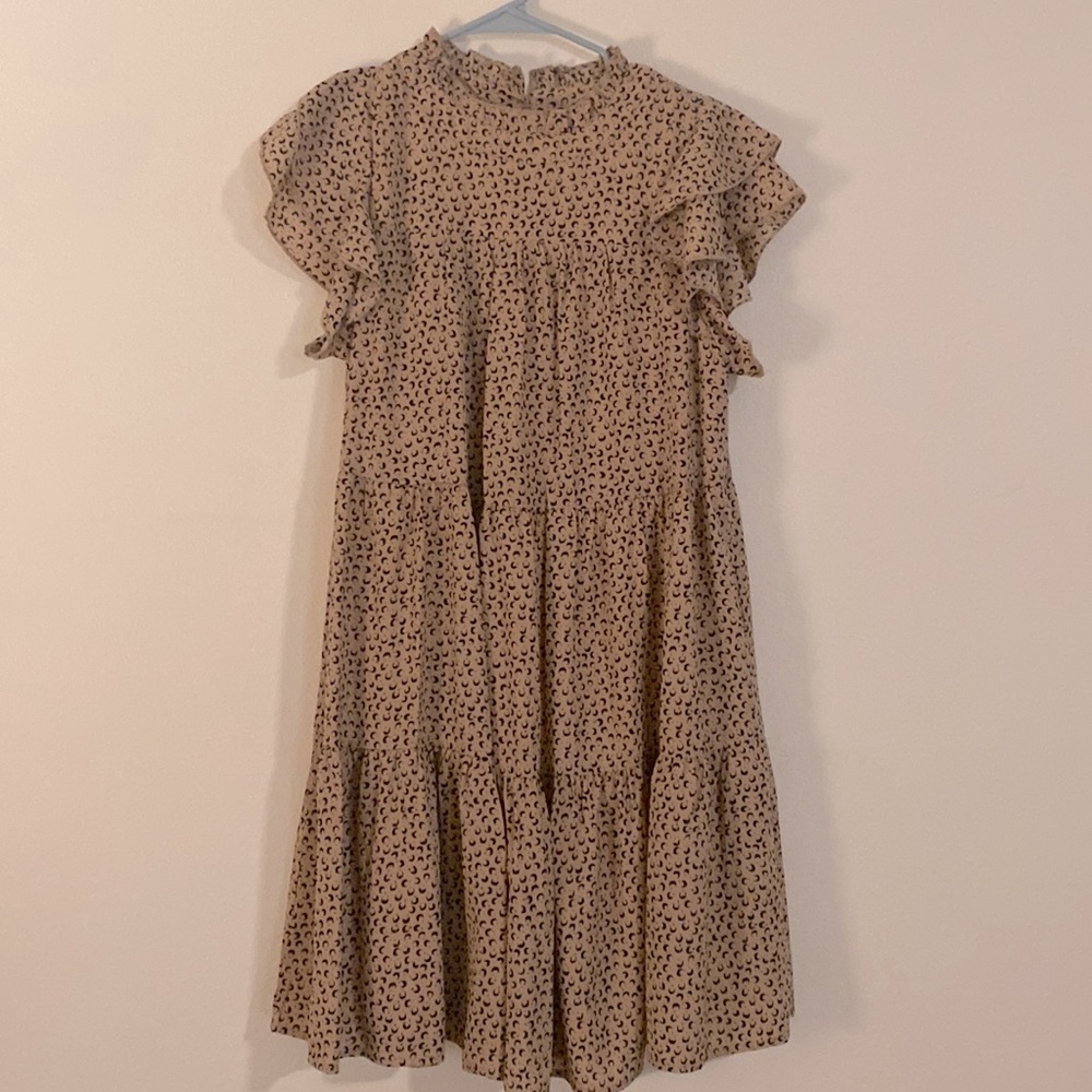 Tiered Abstract Cheetah Print Dress, Small